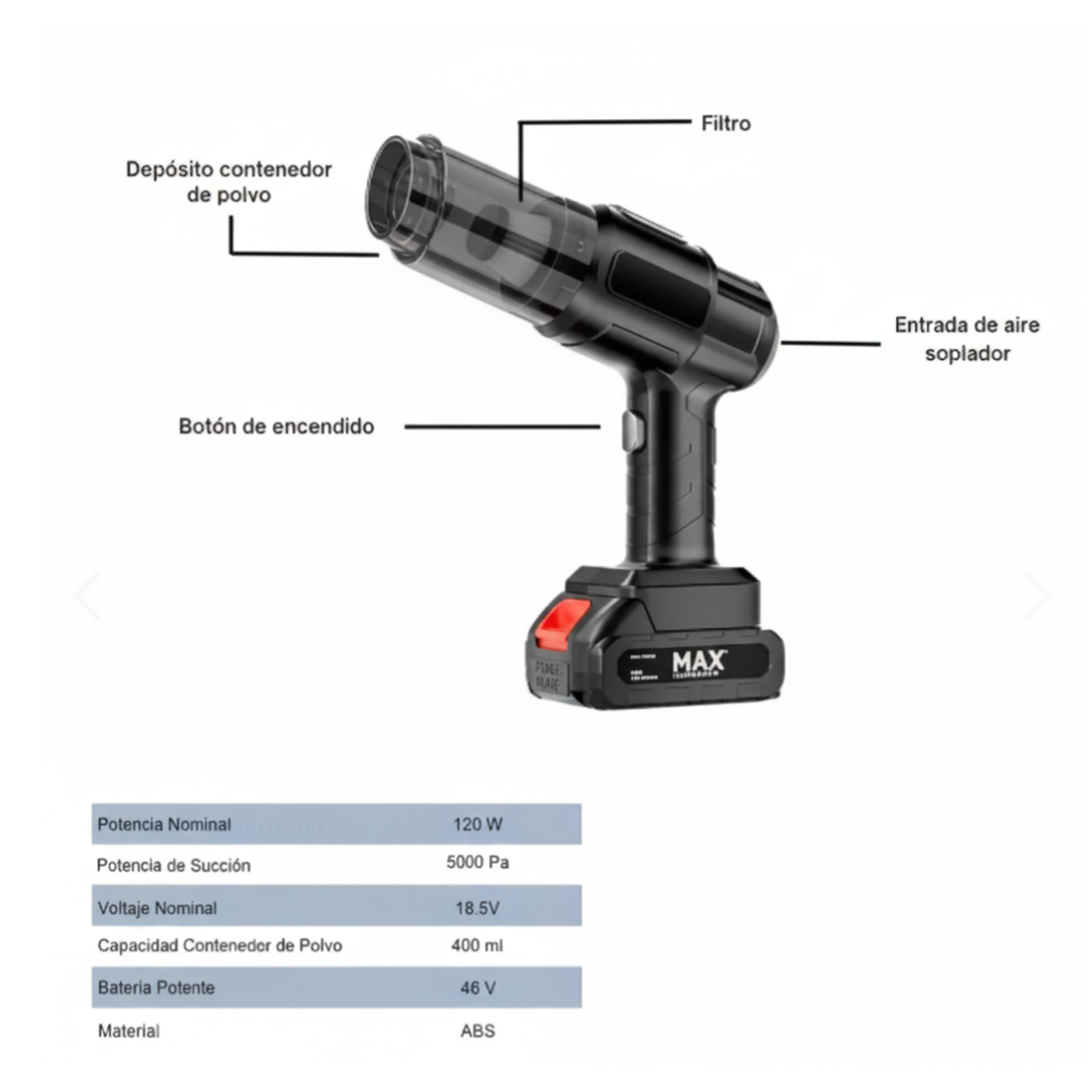Mini Aspiradora y Sopladora Inalámbrica Pro 6 en 1