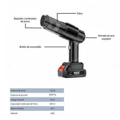 Mini Aspiradora y Sopladora Inalámbrica Pro 6 en 1
